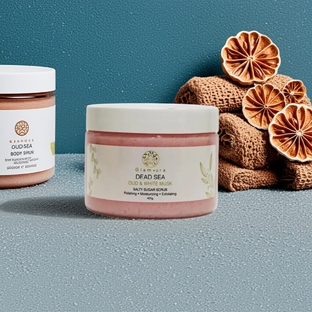 Glamura Oud & White Musk Exfoliating Body Scrub - 450g with Dead Sea Salt and Natural Oils